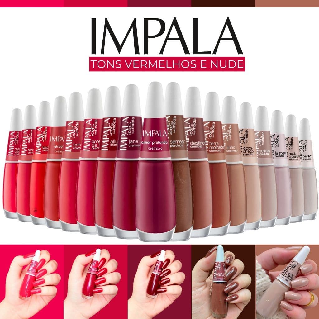 Kit 18 Esmaltes Impala Tons de Nude e Rosa Esmaltes Atacado