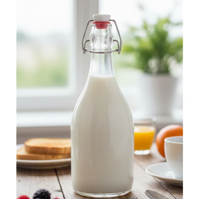 Garrafa de Vidro 350ml Home&Co com Trava na Tampa Transparente