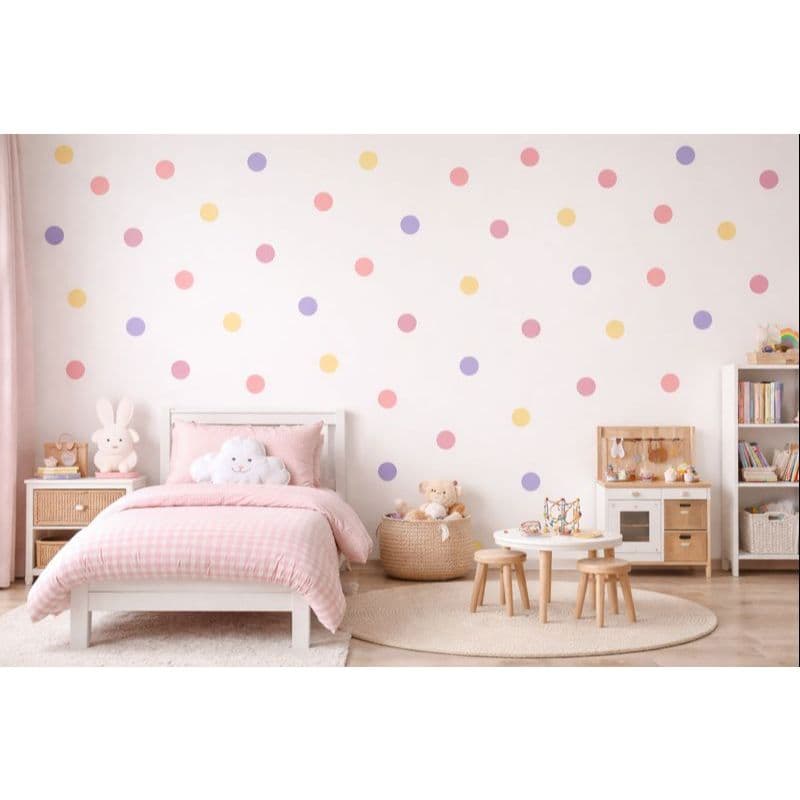 Adesivo de Parede Infantil Bolinhas Poá - Kit Decoração Quarto Bebê e Criança - Fácil Aplicação