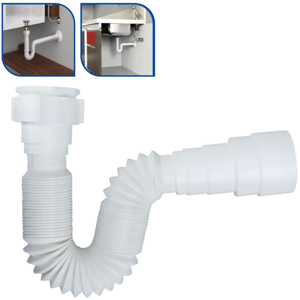Sifão Extensivo Universal Sanfonado Ajustável para Lavatório/Pia/Tanque/Cuba Universal - Delflex