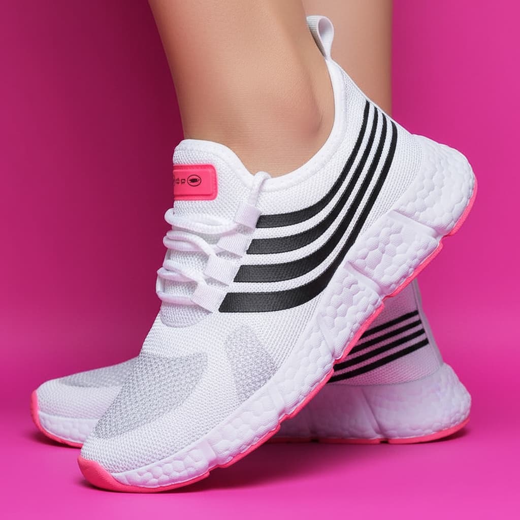 Tênis Feminino Esportivo Academia New It Girl Original Leve Caminhada Corrida Macio Branco Pret Fast