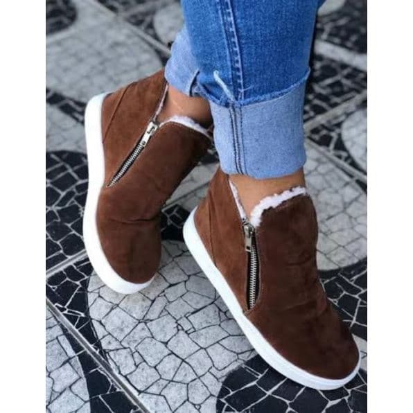 Sapato De Veludo Forrado De Pelinho Fofo Como Pelucia Bota Feminina Tenis Cano Alto Estilo Botinha - Cores Novas