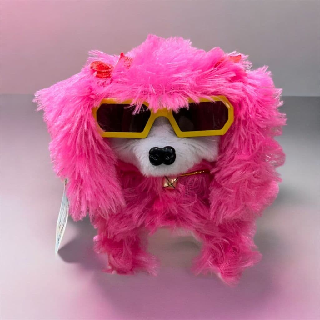 🐶🕶️ Cachorrinho de Pelúcia Interativo Fashion com Óculos Estilosos, Laço Charmoso e Sininho, Cores Variadas🔔🎀✨