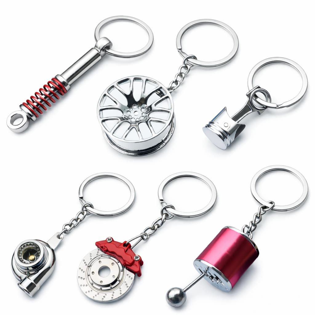 Kit 6 Chaveiros de Peças Automotivas – Edição Premium para Apaixonados por Carros Turbo Turbina