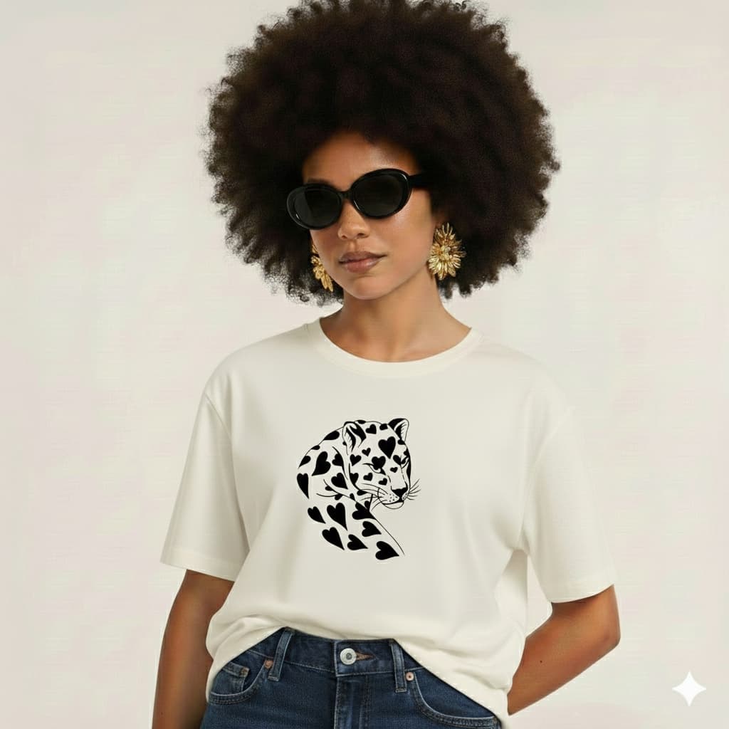 Camiseta T Shirt Feminina Blusa 100% Algodão Estampa Oncinha Promoção Envio Imediato