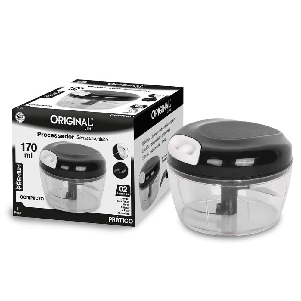 Processador Triturador de Alimentos Manual 170ML Premium 2 Lâminas Inox Original
