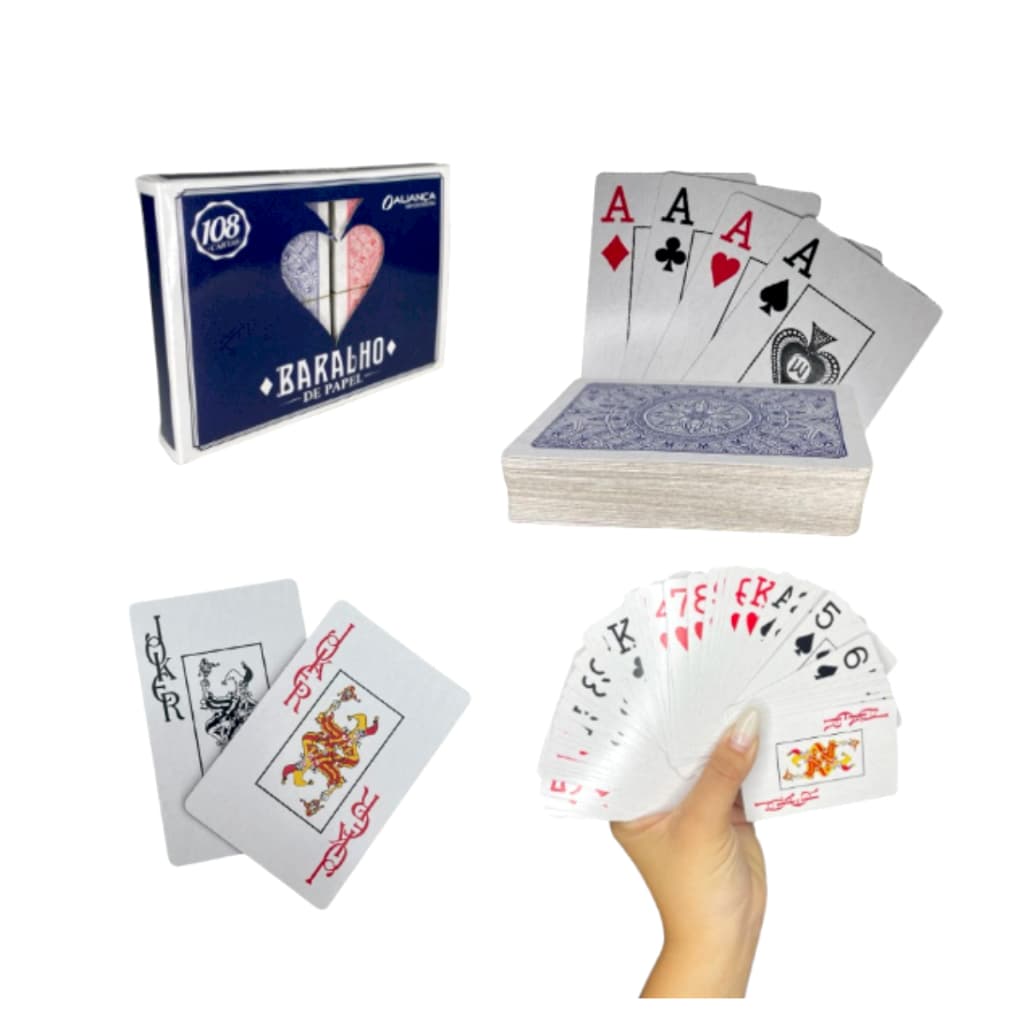Kit 2 Baralho 108 Cartas de papel Jogo de Alta Qualidade