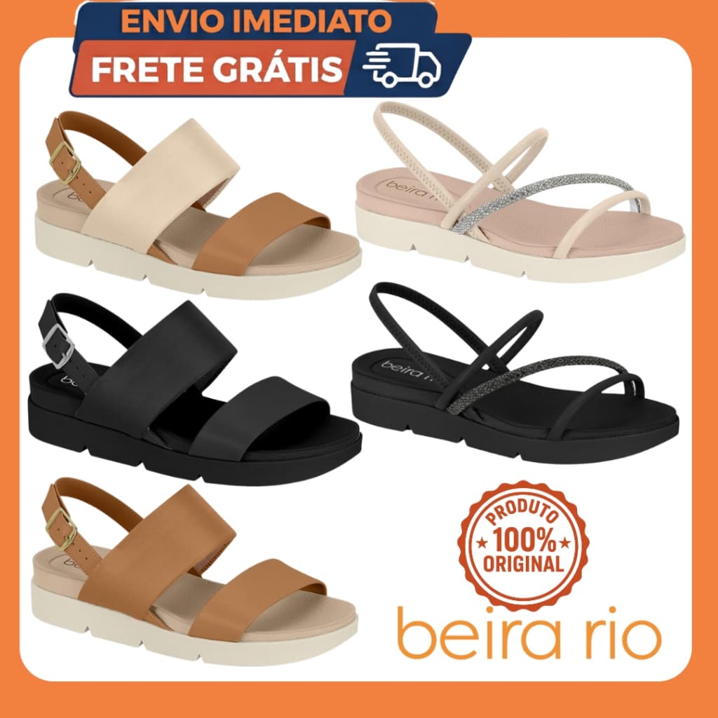 Sandália Papete Feminina Beira Rio Brilho Conforto