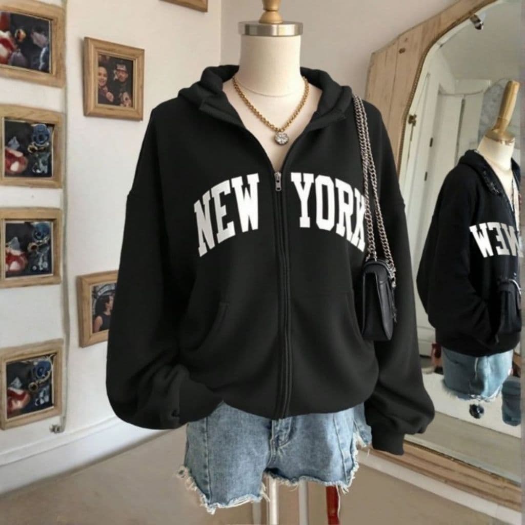 Moletom Confortável Zíper Tecido De Algodão Moda Vintage Unissex Streetwear