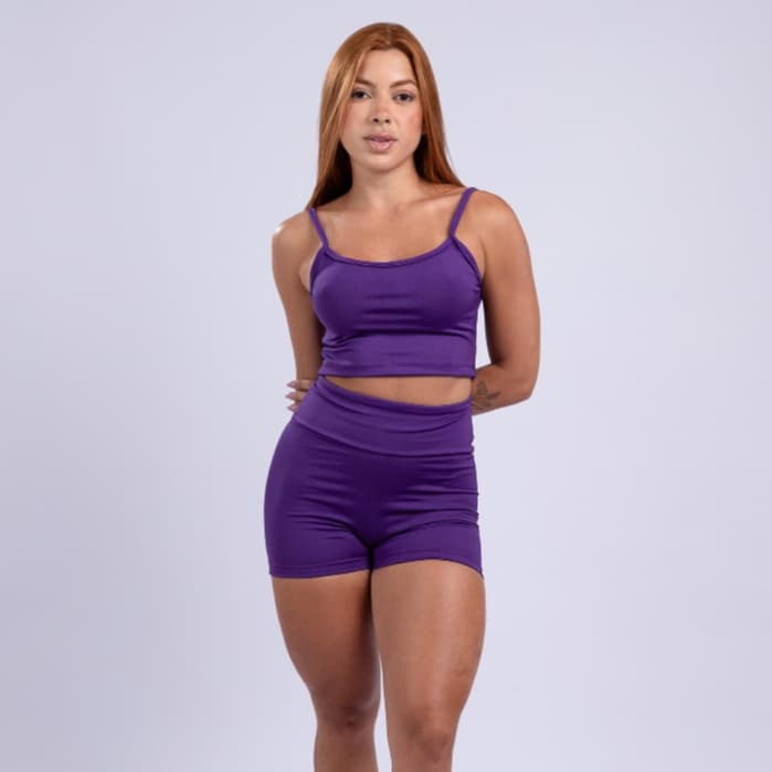 Conjunto Top Alcinha + Short Fitness Academia Zero Transparencia Perfeito para Treinos e Caminhadas