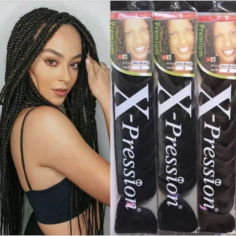 Cabelo Jumbo X-Pression Ultra Braid Original - Fibra Sintética Premium para Box Braids e Twist