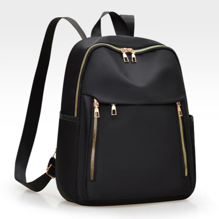 Mochila Feminina Escolar Faculdade Trabalho Bolsa Preta Nylon Resistente Fashion Moderna
