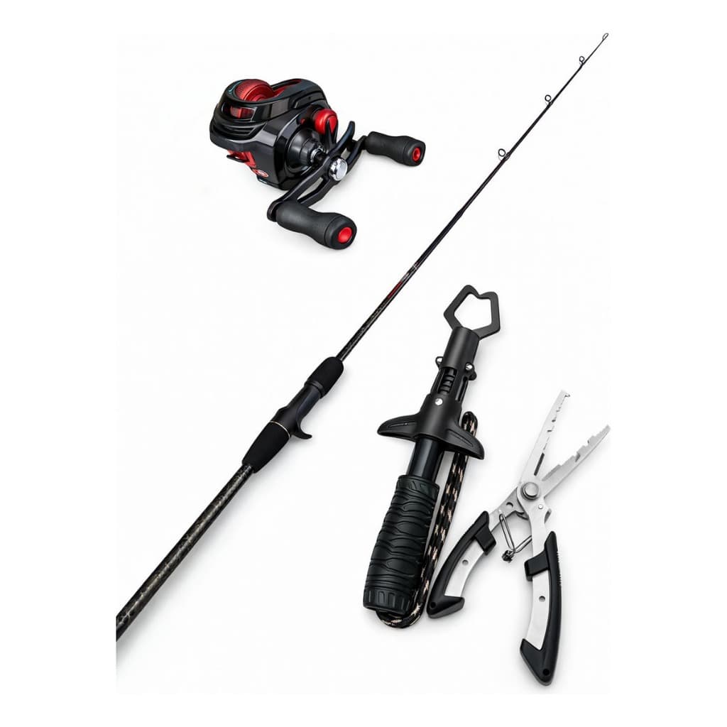 Kit Pesca Carretilha 19 Rol + Vara Carbono 15-35lbs + alicates