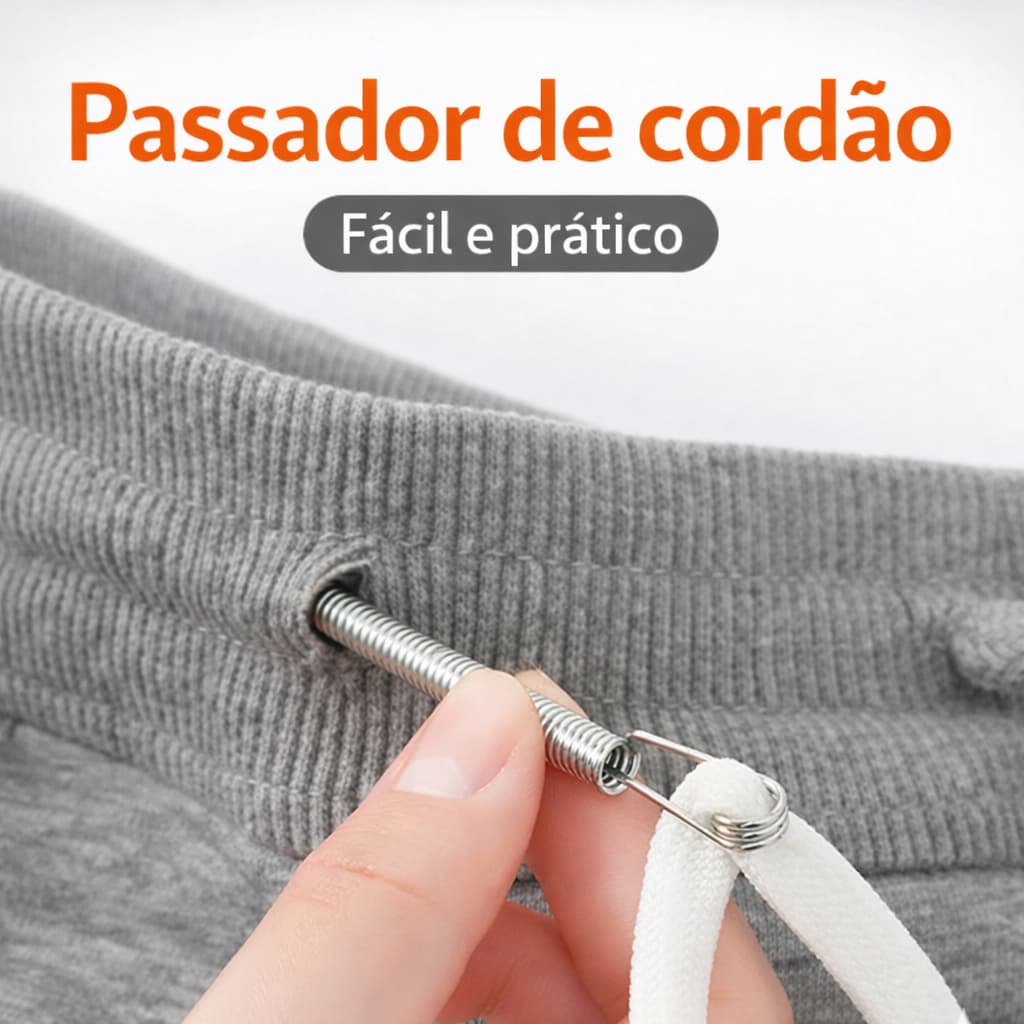 Ferramenta de rosqueamento de Corda Multiuso, Mola dobrável, Cordão, Clipe, Agulha de Costura para Puxar Cordão Elástico