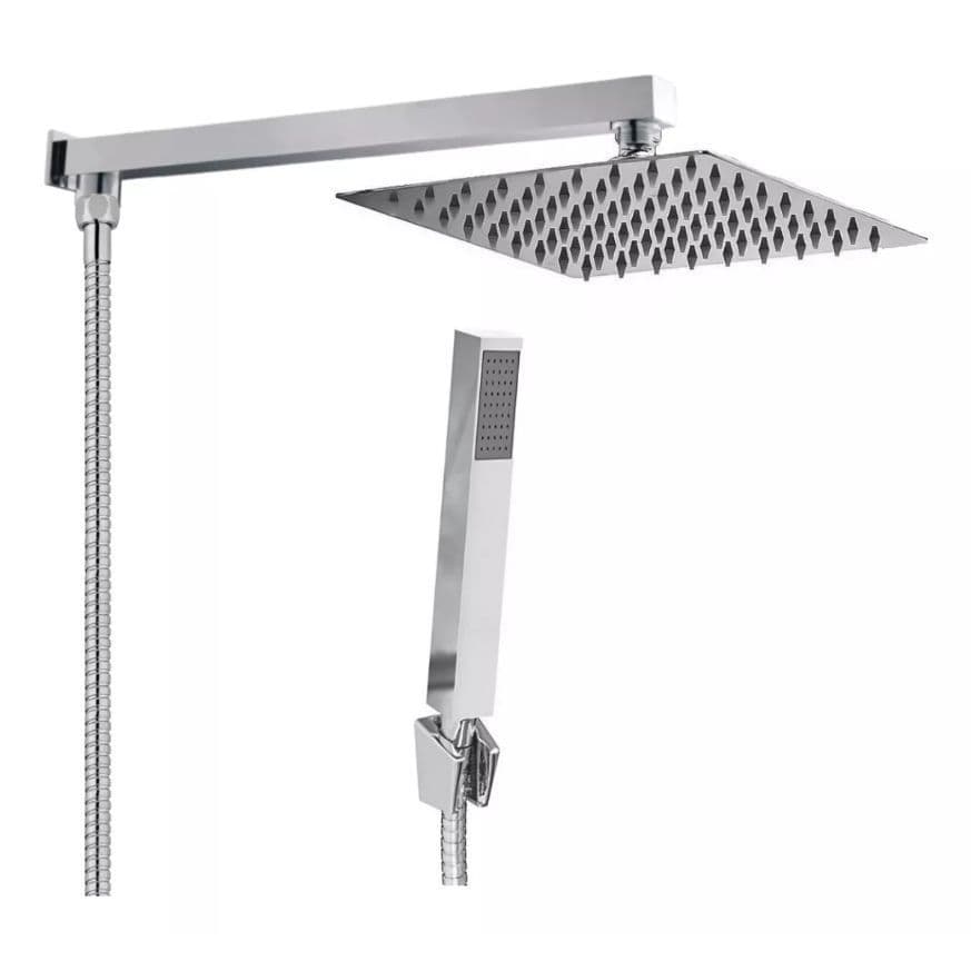 Ducha Inox 304 Chuveiro Luxo Quadrado Furos de Silicone Com Braço 40cm
