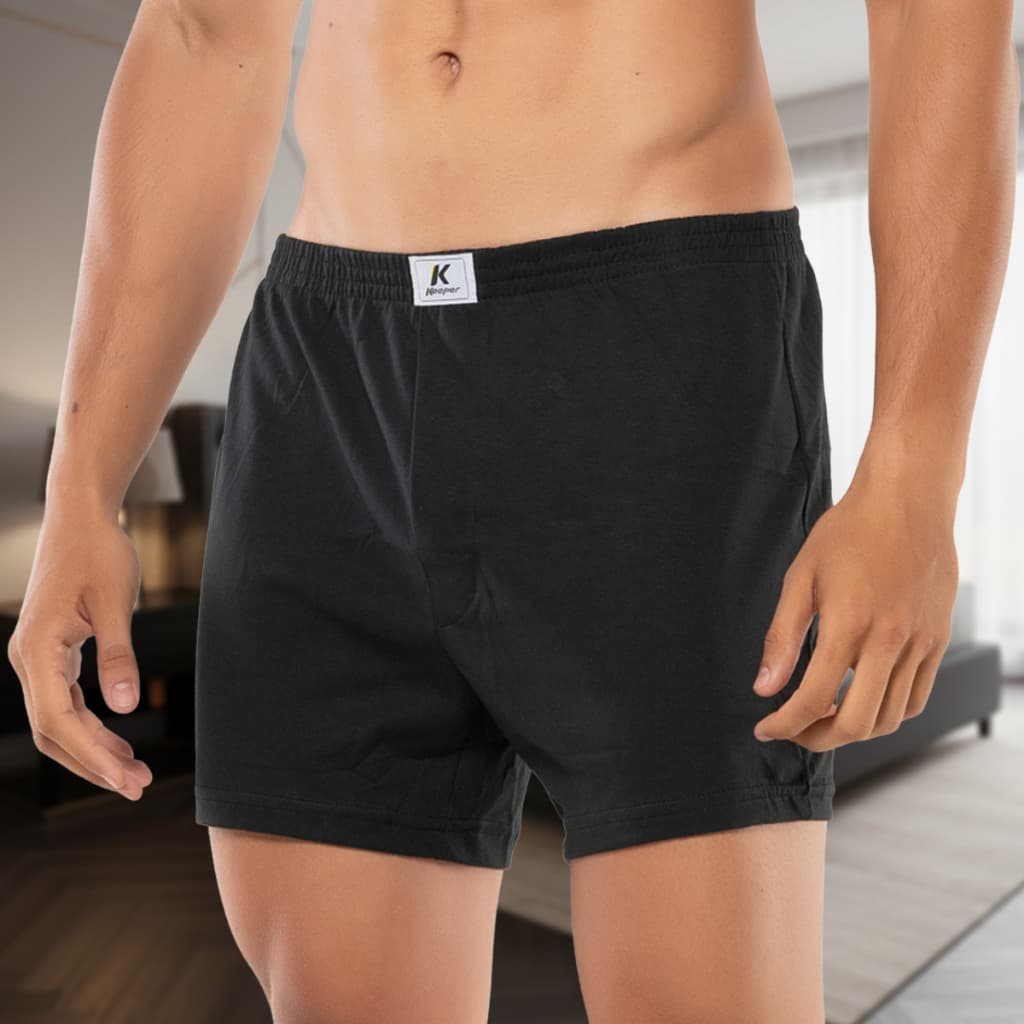 Kit 3 cueca samba canção 100% algodão preta masculina malha short dormir pijama plus size keeper