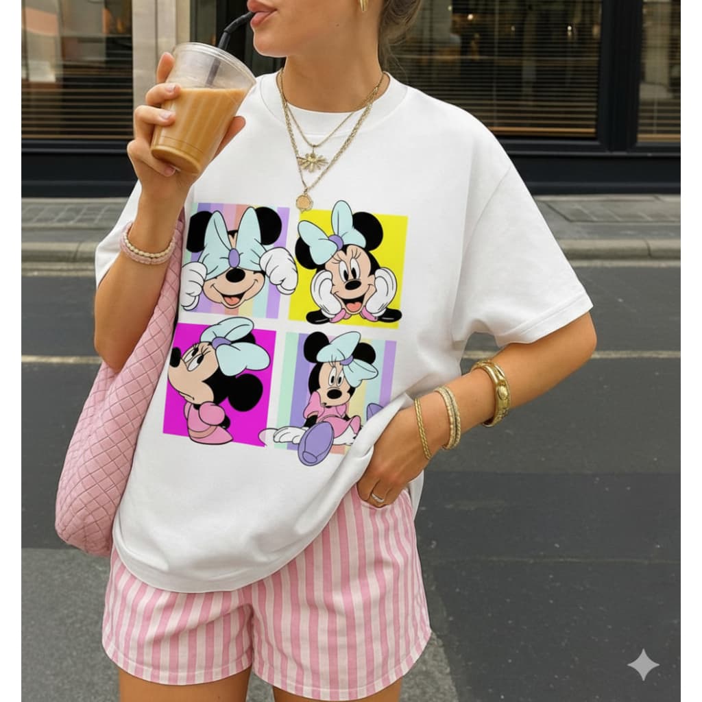Camiseta T Shirt Feminina Estilosa Minnie Mouse  100% Algodão Envio Imediato