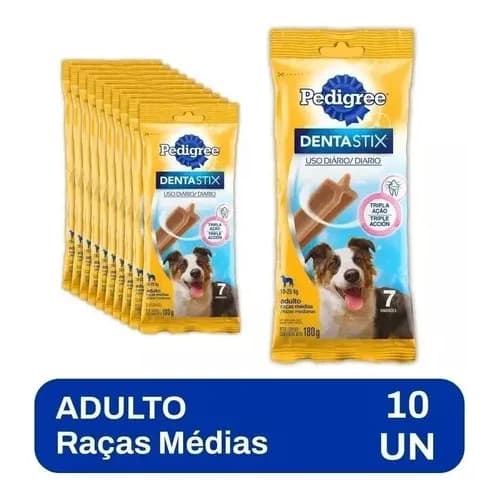 Kit C/10 Pedigree Dentastix Raças Médias Pacote 180g