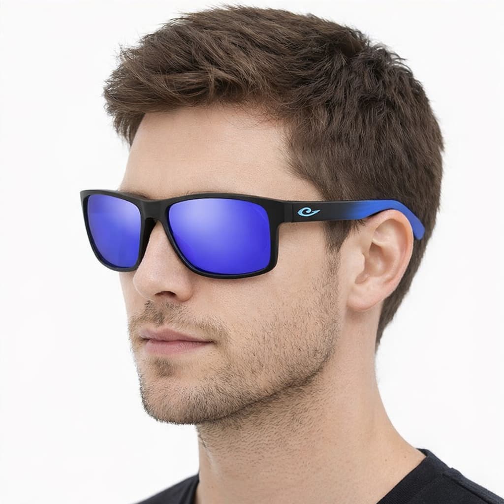 Óculos De Sol Azul Escuro Espelhado Praia Surf Polarizado Uv Iceman 188