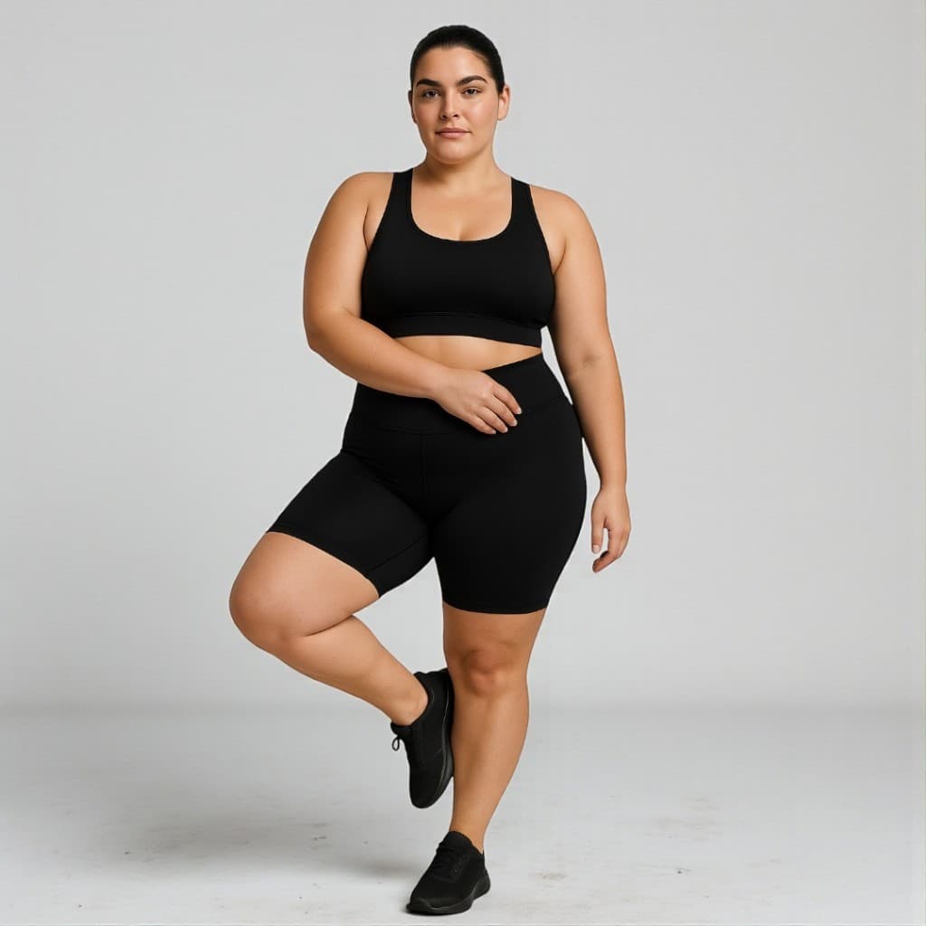 Conjunto Bermuda Ciclista Feminino Plus size Poliamida sem Transparência Cintura Alta Com Compressão