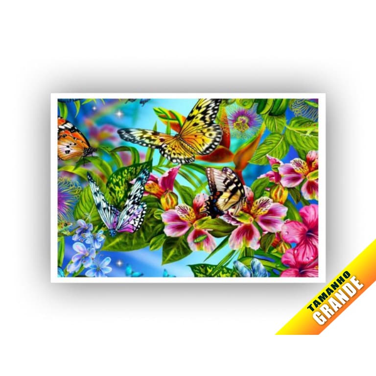 Papel Arroz Jardim de Flores para Bolo Grande 30x40cm de 7kg
