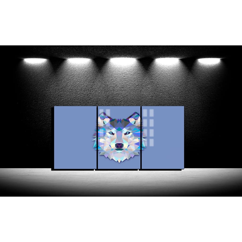 Quadros Decorativos 3p lobo abstrato cores decoração sala quarto escritório