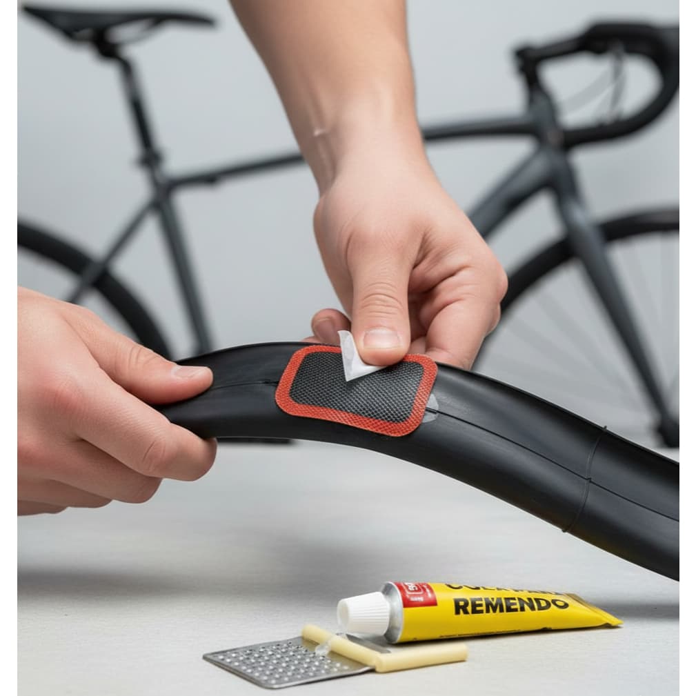 Remendo para pneu furado de Bicicleta bike Kit completo 8 peças- reparo, macarrão, cola
