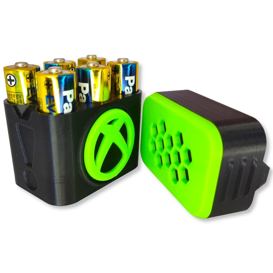 Porta Pilhas GAMER XBOX ONE X | S 360 Estojo Organizador Com Tampa Plástico Case p/ 6 Pilhas AA