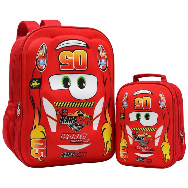 kit Mochila com lancheira - Bolsa Infantil Masculina Carros 3d Alto Relevo