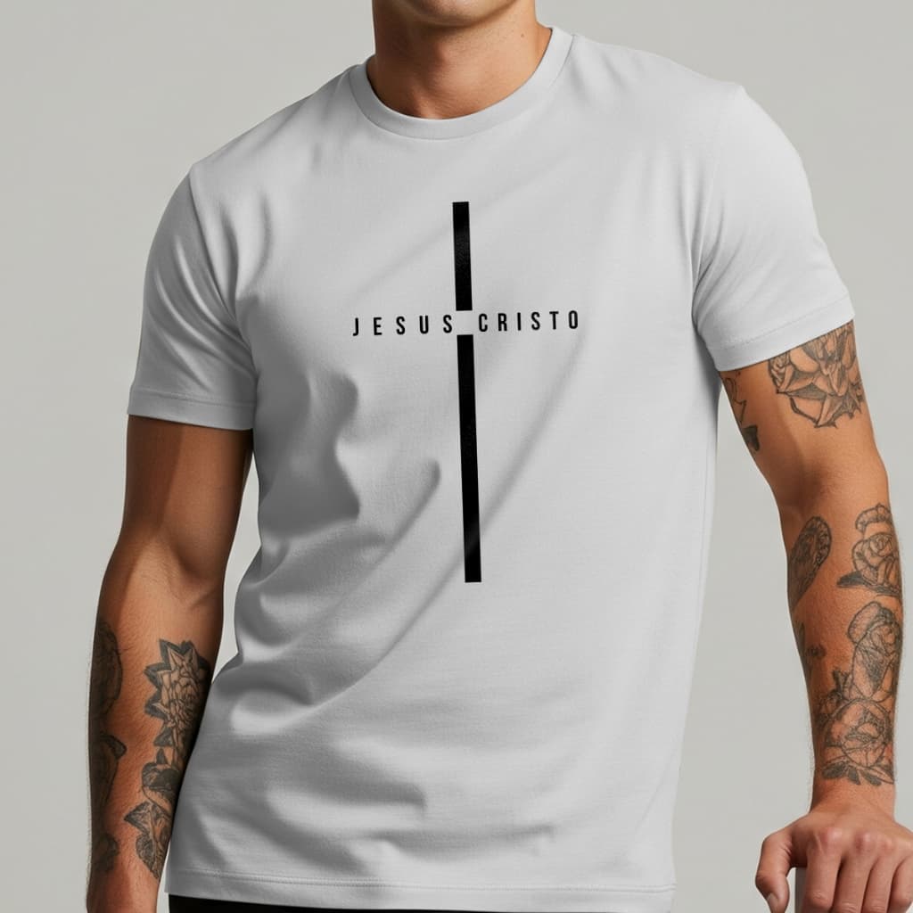 Camiseta Masculina Cruz Jesus Religião Confortável Algodão Blusa Camisa Streetwear