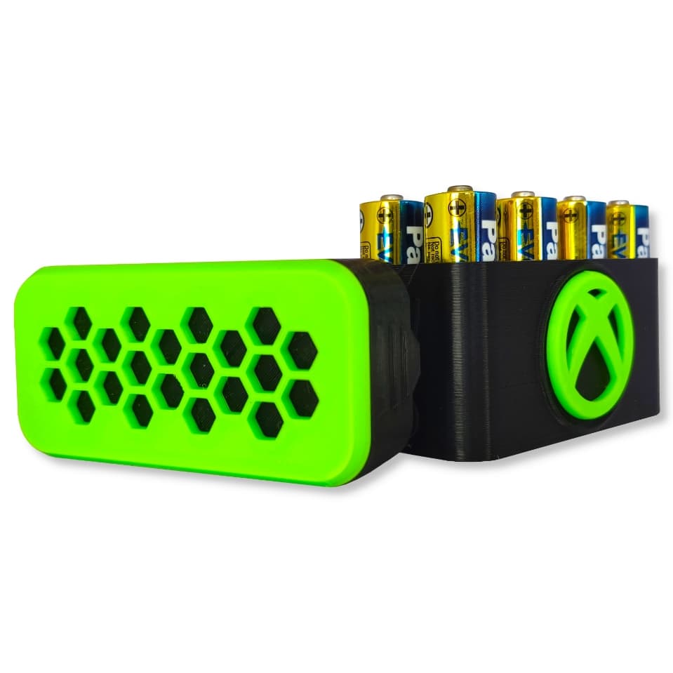 Porta Pilhas GAMER XBOX ONE X | S 360 Estojo Organizador Com Tampa Plástico Case p/ 8 Pilhas AA