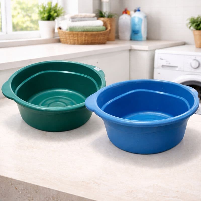 Bacia Plástica Redonda Grande 35 Litros Azul|Verde Resistente Confortável Multipurpose