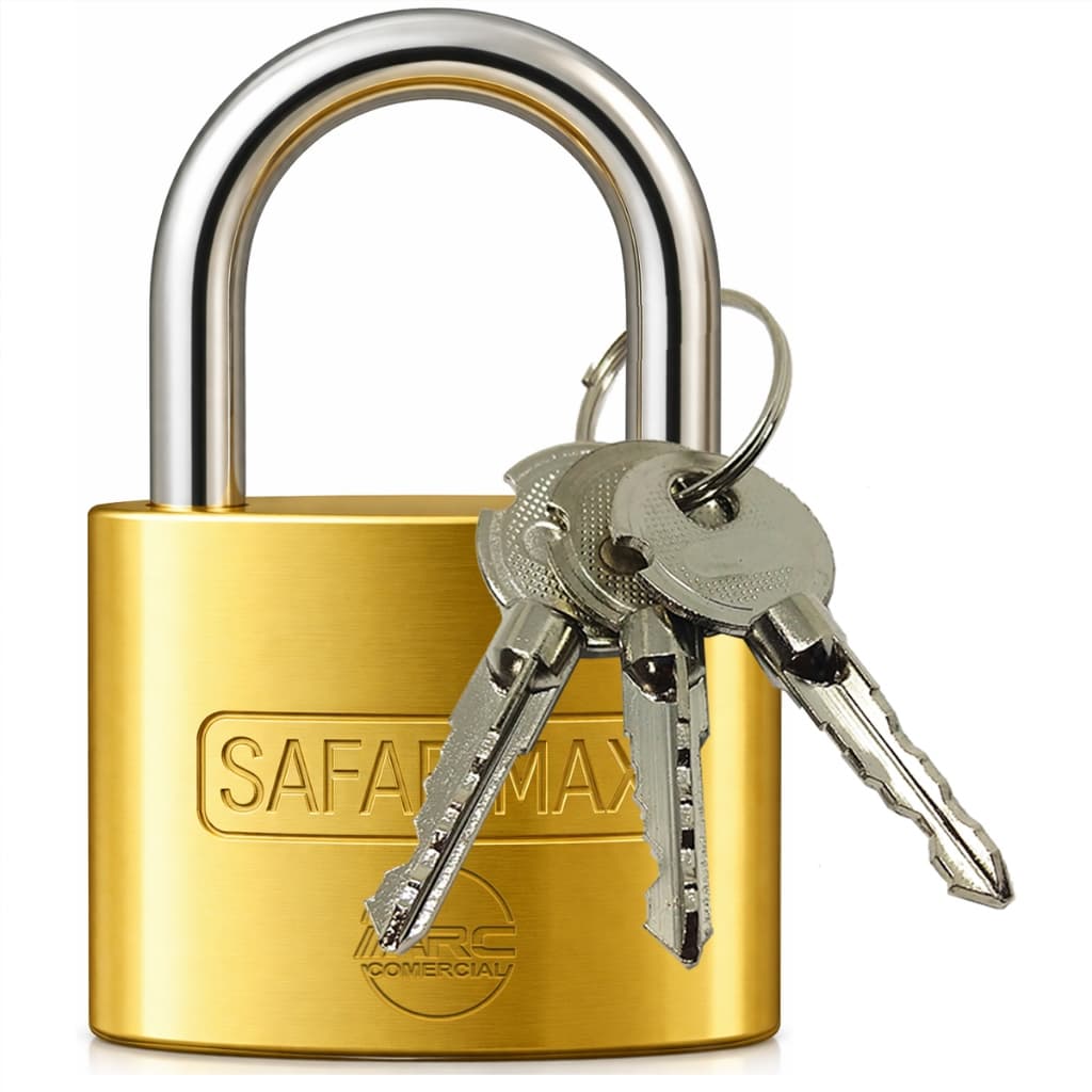 Cadeado Chave Tetra 40mm Safarimax. Para Malas, Gavetas Vitrines, Portões. Proteção Antifurto