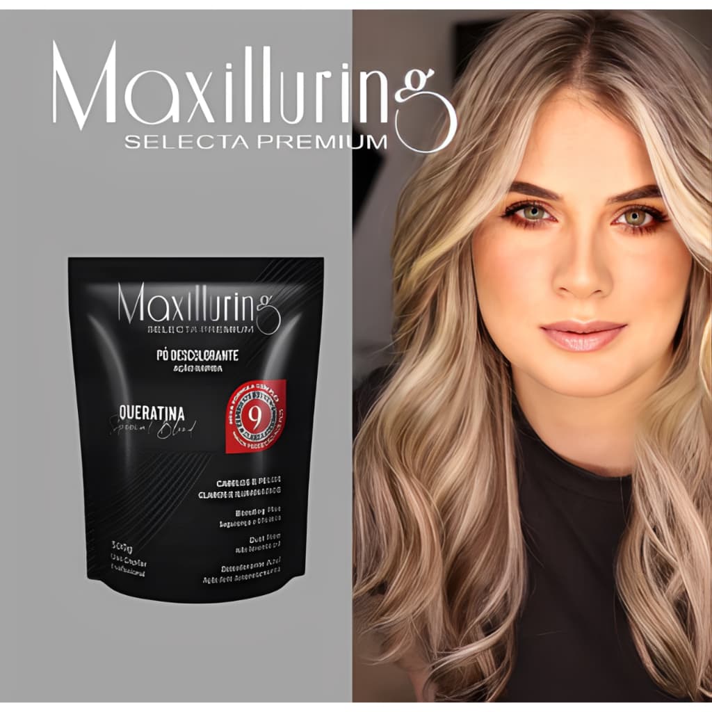 Pó Descolorante Maxilluring Ação Rapida Blend de Queratina - Abre 9 tons formula com Plex 300G
