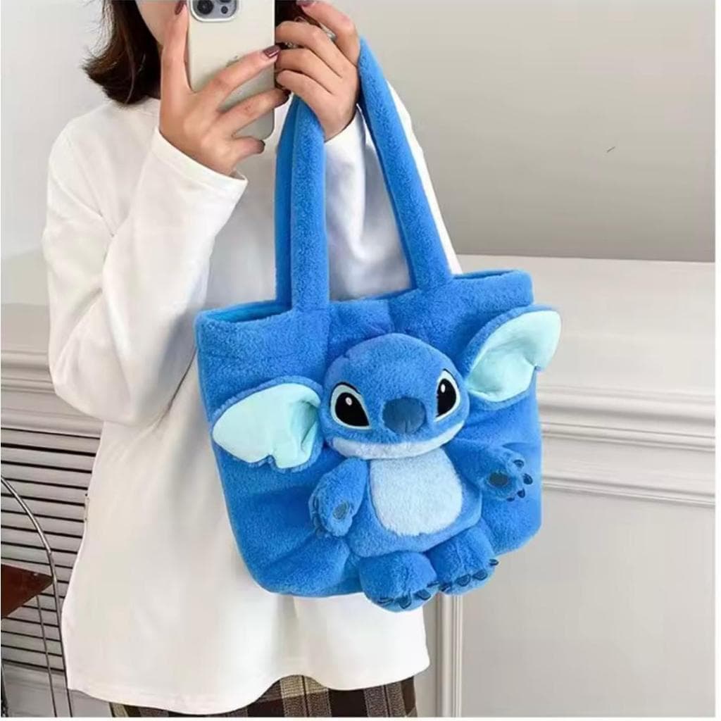 Bolsinha Feminina Pelúcia Azul Fofo | Bolsa Ombro Plush Macia