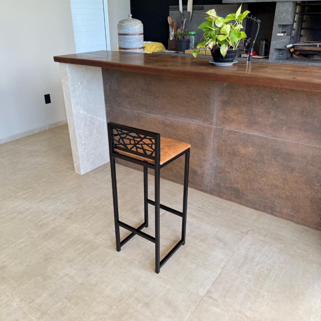 Banqueta Quadrada Industrial Alta/Baixa em Aço Reforçado para Cozinha Gourmet