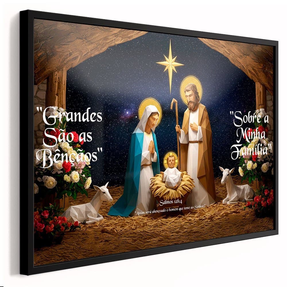 Quadro Decorativo 1 Peça Presépio Natal Nascimento de Jesus Cristo Religioso Moderno P/ Sala Quarto Hall