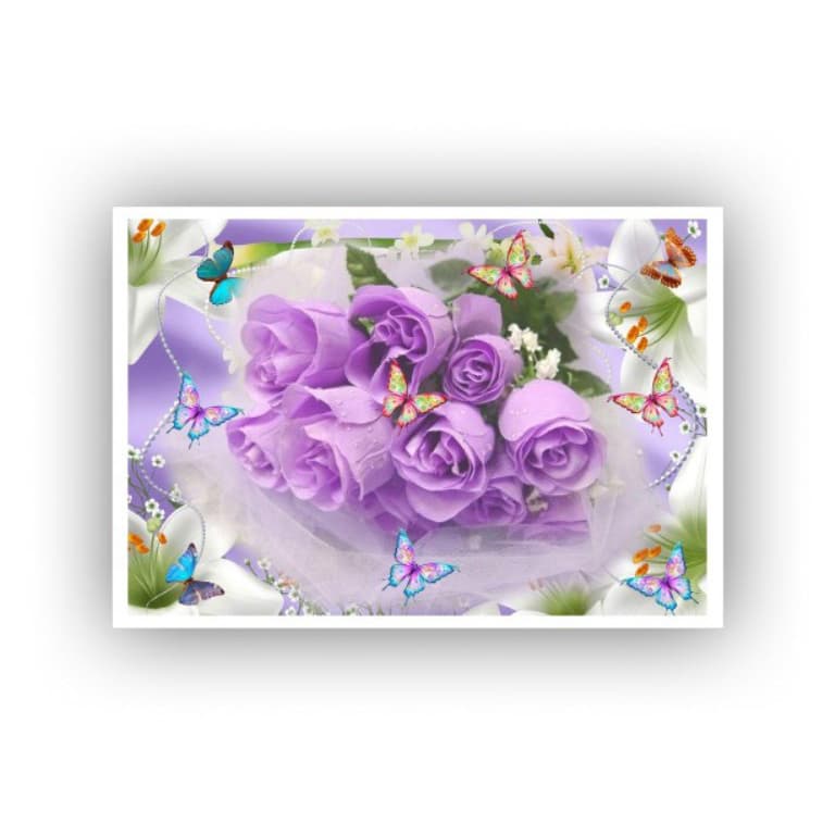 Papel Arroz Flores Lilas para Bolo grande 30x40cm de 7kg