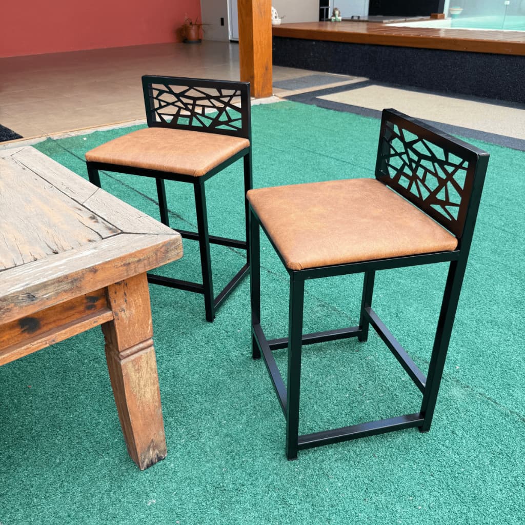 Kit 2 Banqueta Industrial Baixa/Alta Robustez em Aço Ideal para Cozinha Gourmet