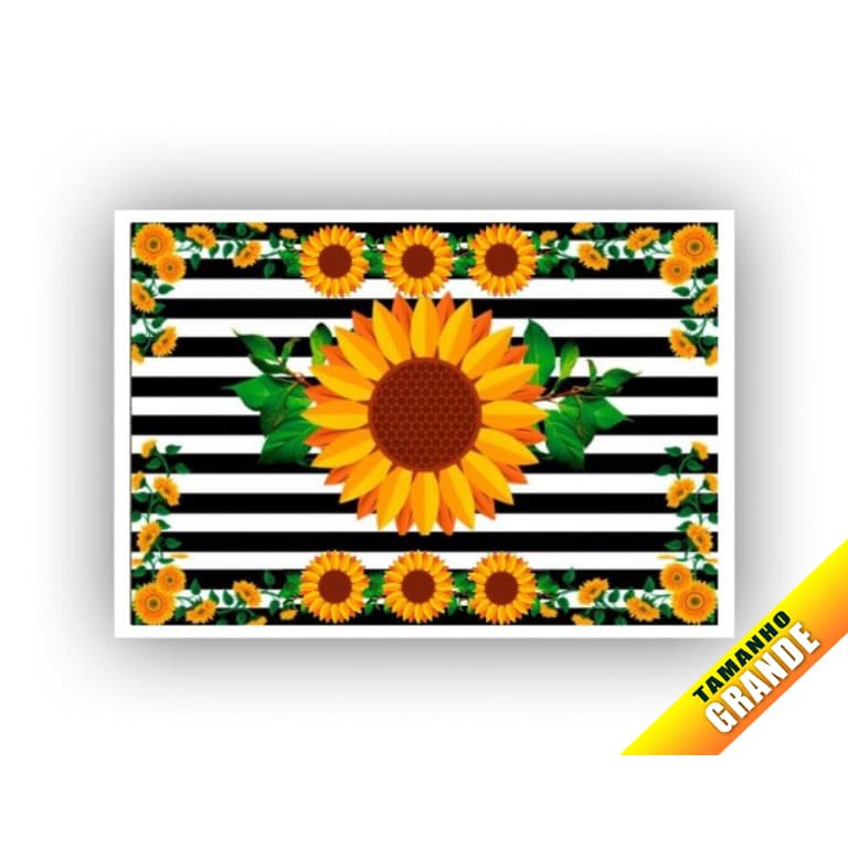 Papel Arroz Para Bolo girassol 30x40cm + Faixas Lateral
