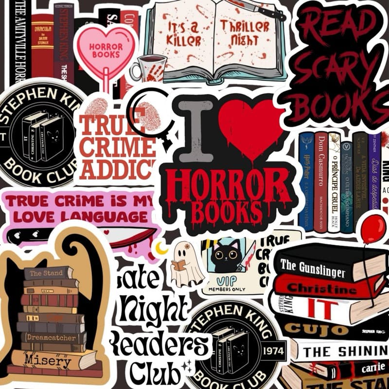 14 Adesivos de Terror para Kindle, Celular, Cadernos – Vinil à Prova d’Água e Alta Qualidade