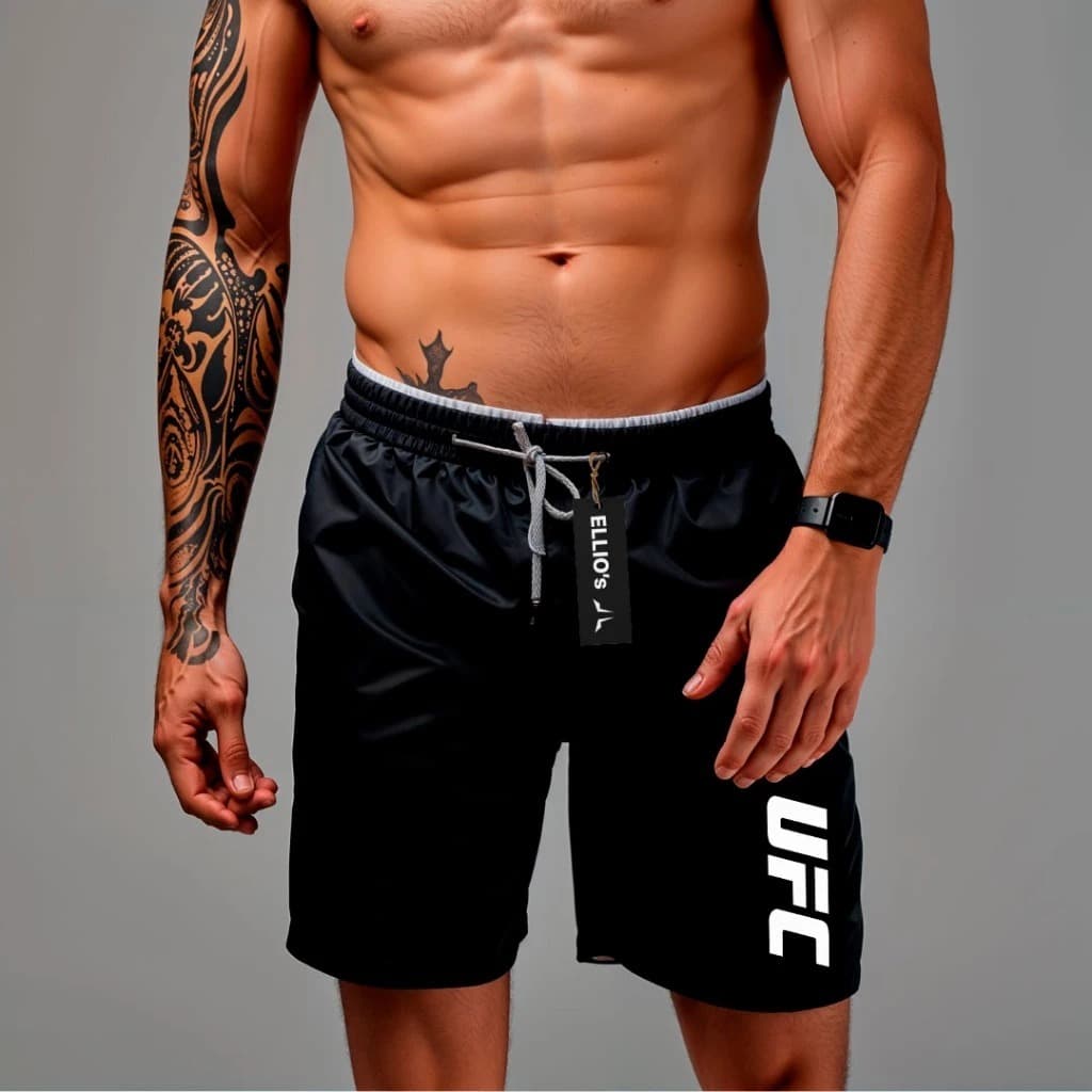Short Bermuda Mauricinho Academia Antiodor Esportiva U-F -C Skate Basquete Para Corrida Tactel