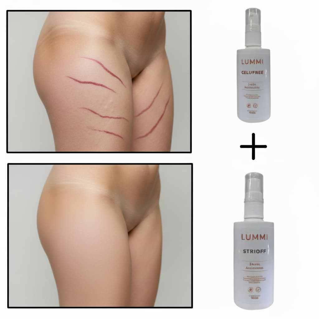 KIT SÉRUM ANTIESTRIAS STRIOFF + LOÇÃO ANTICELULITE CELUFREE 100ML VEGANO CRUELTY FREE HIDRATAÇÃO