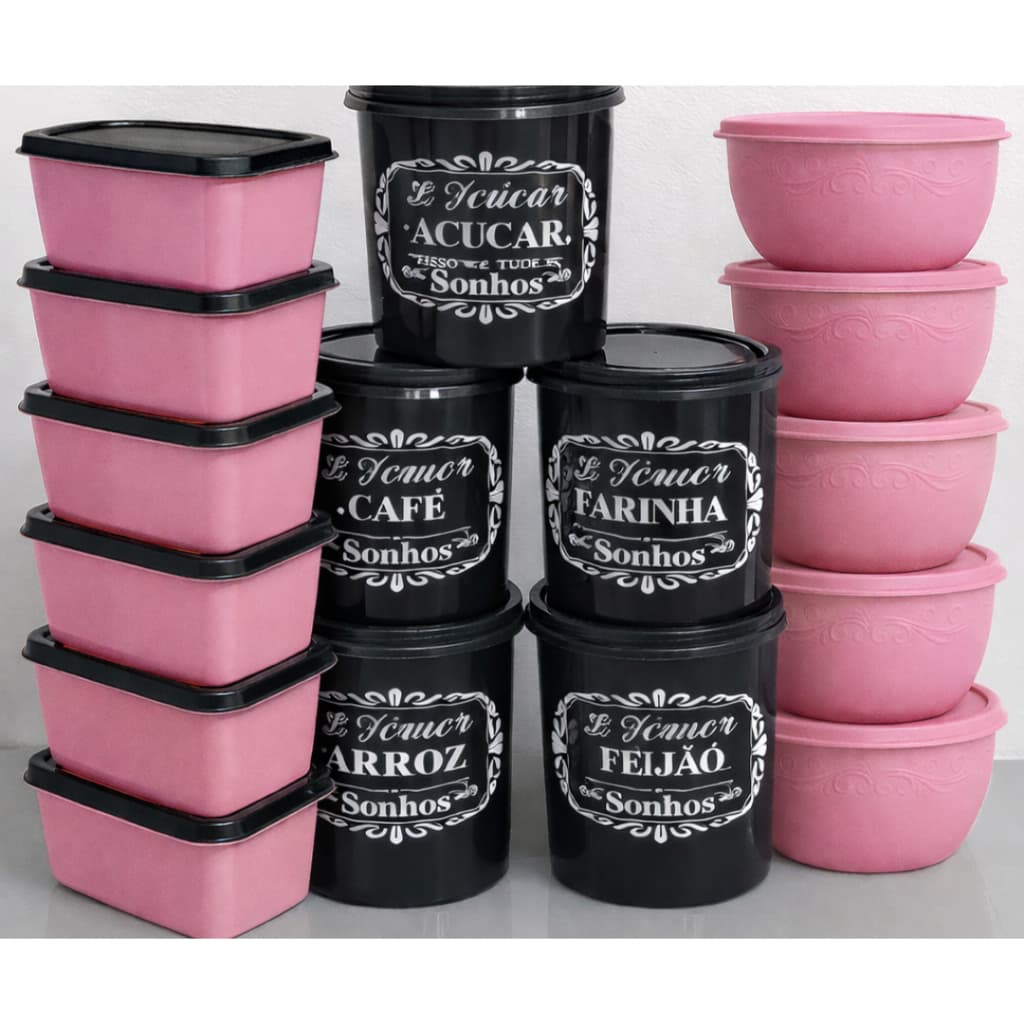 Kit 16 Potes para Alimentos Vários Tamanhos Organização de Cozinha Mantimentos Grande Organiza Cozinha