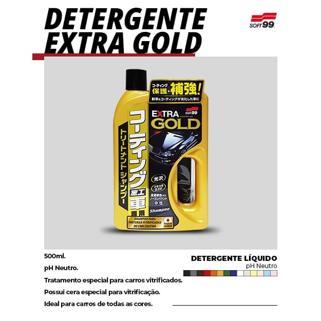 Shampoo Para Carros Vitrificados 750ml Extra Gold Soft99