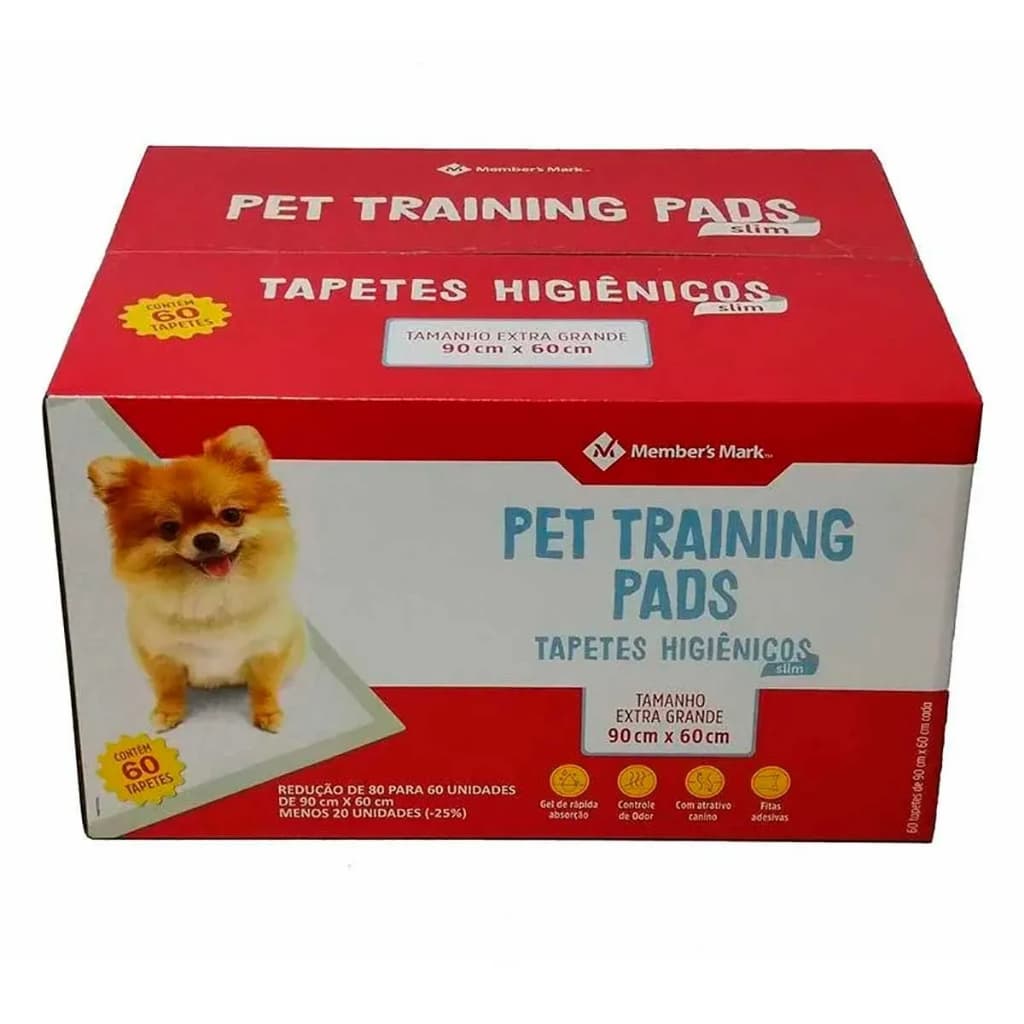 Tapete Higiênico para Cães 90x60cm Member’s Mark 🐾 60 Unidades | Tecnologia de 5 Camadas Super Absorvente Anti Vazamento