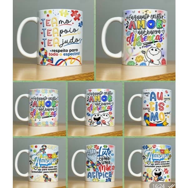 Caneca Autismo Amor e Respeito 325ml | Caneca TEA Conscientização Autismo | Presente Inclusão, Educação Especial e Apoio