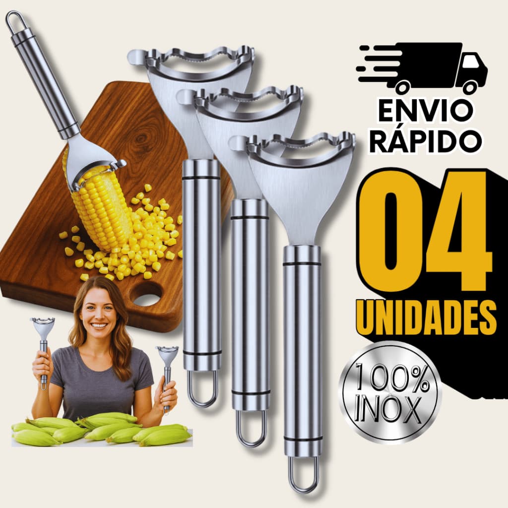 Raspador de Milho Inox Profissional  Descascador de Milho Prático e Rápido para Cozinha