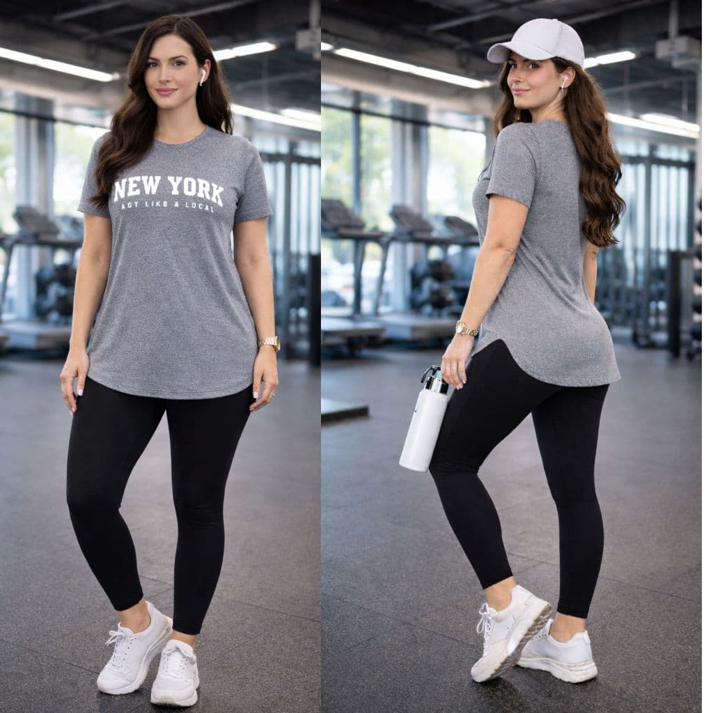 Blusa Feminina Academia Tapa Bumbum G ao G2 Plus Size Longa Fitness Camiseta Esportiva Confortável