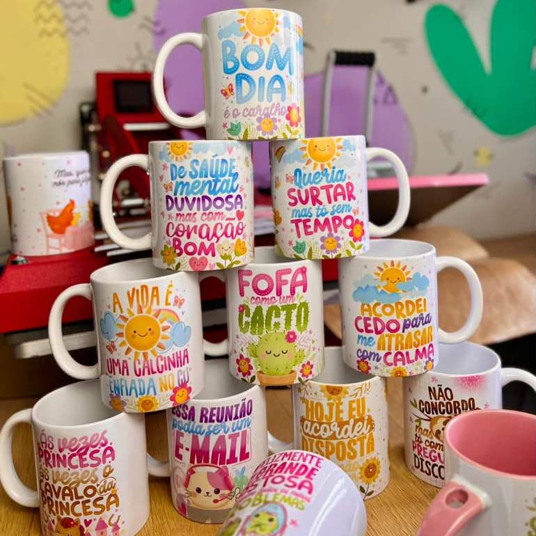Caneca Frases Engraçadas 325ml | Caneca Divertida Bom Dia Humor | Presente Criativo Fofinho para Amiga, Trabalho
